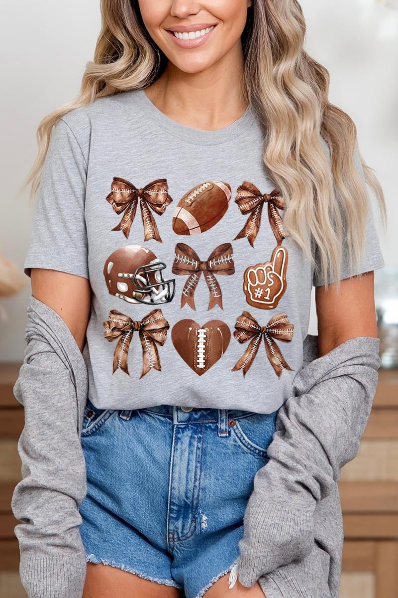 US3001P-E3054 Cute Football and Bow Graphic Plus Tee $16