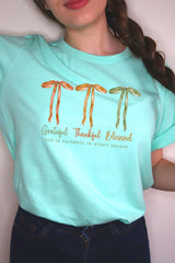 US3001P-E3111 Grateful Thankful Blessed Graphic Plus Tee $16