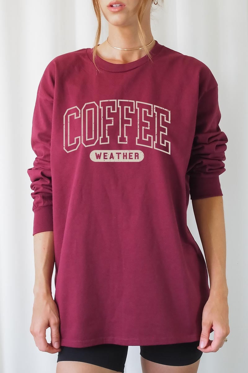 UL240P-E3207 Coffee Weather Graphic Plus Long Sleeve Tee $17