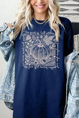 5000-E3112 Fall Pumpkin Botanical Graphic Heavy Cotton Tee $9