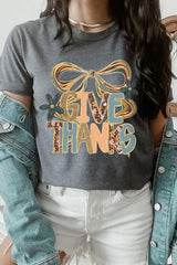 US3001-E3154 Give Thanks Bow Graphic Tee $12.5