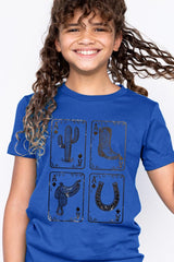US3001Y-E3094Z Western Cowgirl Card Kids Graphic Tee $11