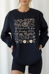 UL240P-E3163 Pumpkin Patch Doodle Graphic Plus Long Sleeve Tee $17