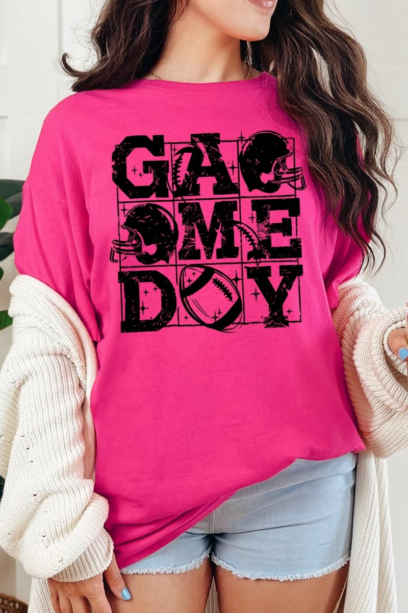 5000-E3073 Distressed Game Day Graphic Heavy Cotton Tee $9