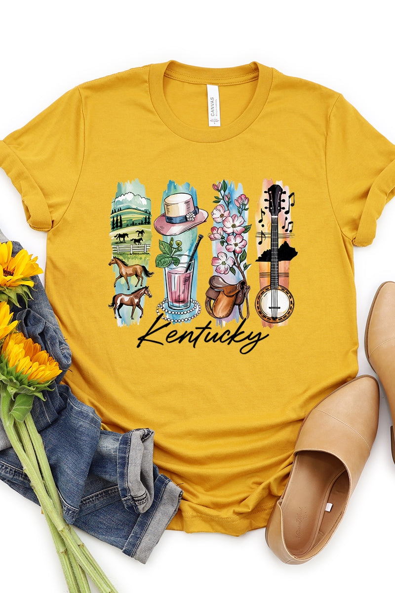 US3001P-E3061KY Kentucky State Brushstroke Graphic Plus Tee $16
