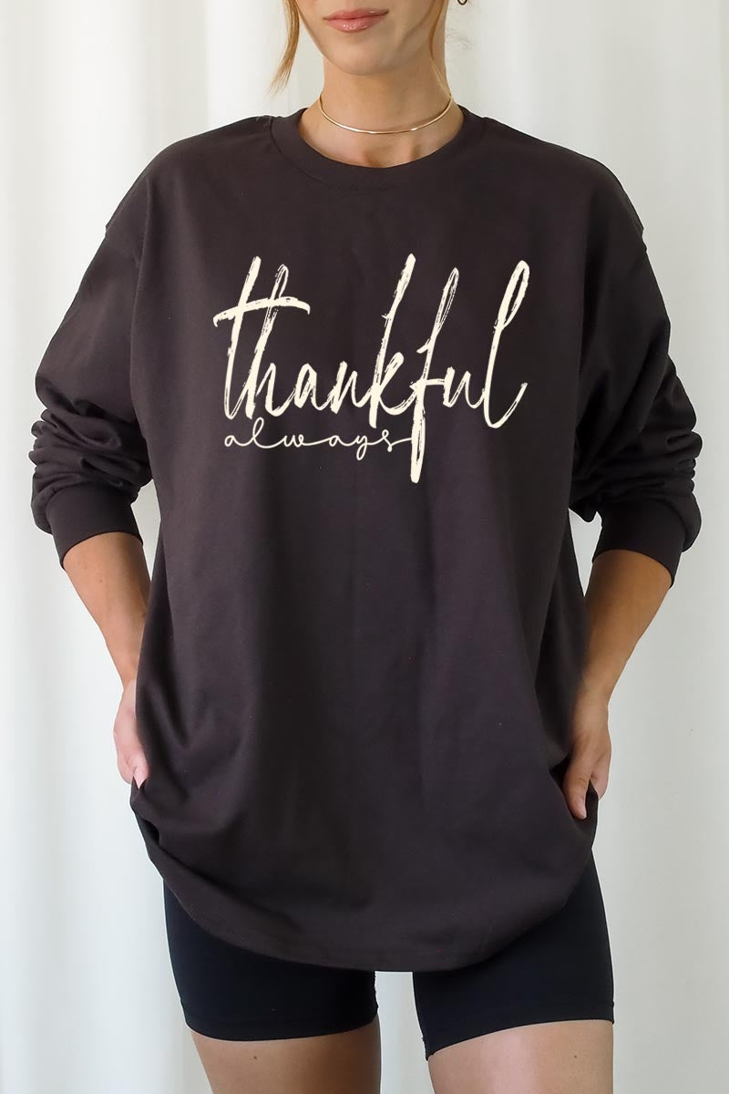 UL240P-E3170 Thankful Graphic Plus Long Sleeve Tee $17