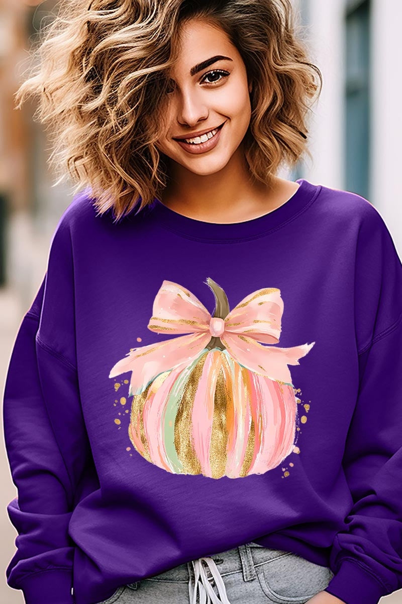 UL180P-E3083 Brushstroke Pumpkin Graphic Plus Sweatshirt $25