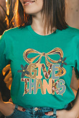 US3001P-E3154 Give Thanks Bow Graphic Plus Tee $16