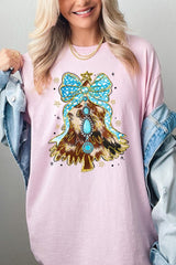 5000-E3184 Turquoise Christmas Tree Graphic Heavy Cotton Tee $9