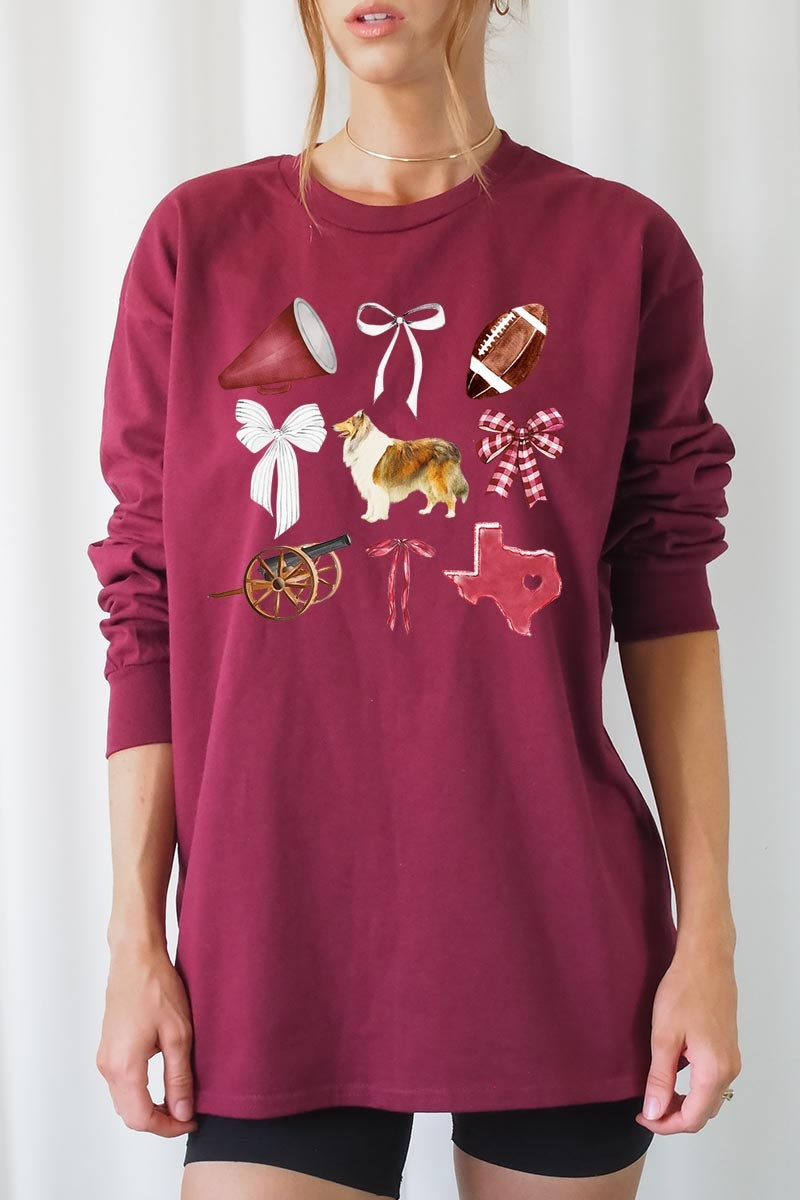 UL240-E3079 Texas Football Graphic Long Sleeve Tee $13.75