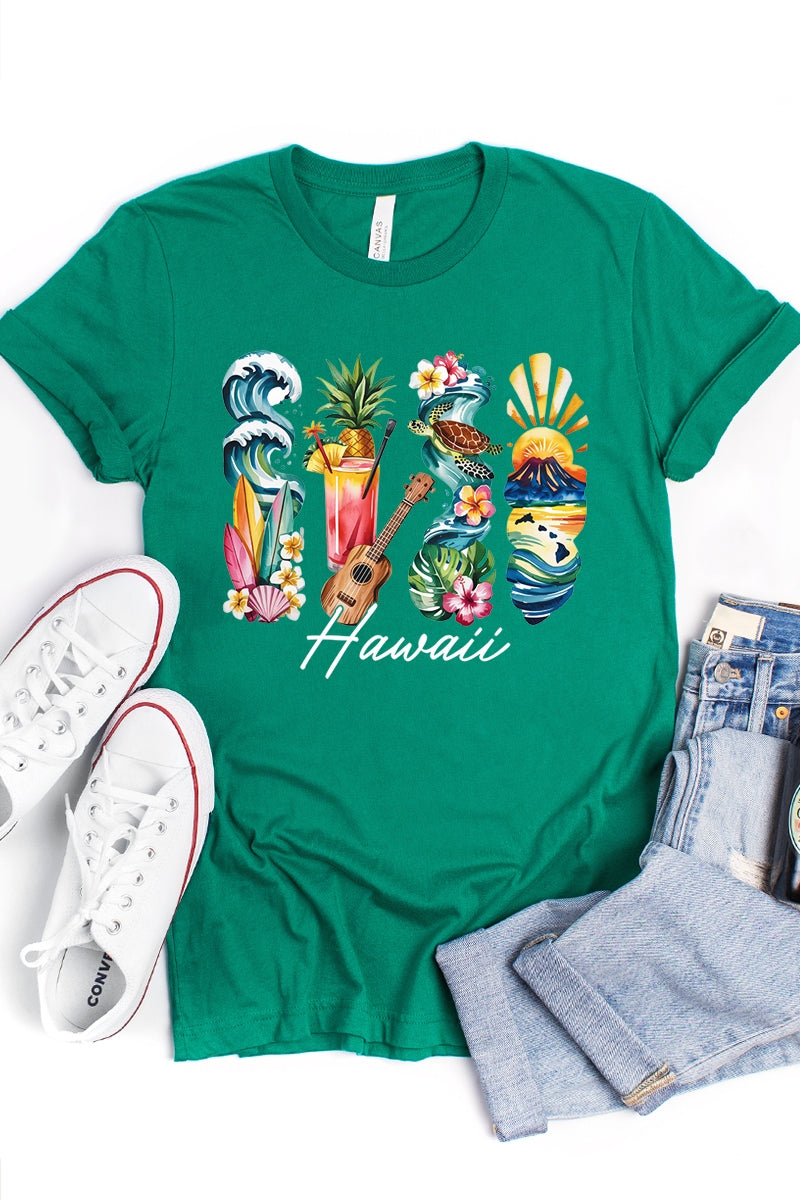 US3001P-E3061HI Hawaii State Brushstroke Graphic Plus Tee $16