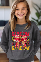 UL180B-E3091Z Red Yellow Football Game Day Bow Kids Sweatshirt $20