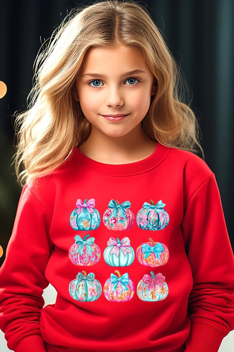 UL180B-E3137Z Coquette Pumpkin Kids Graphic Sweatshirt $20