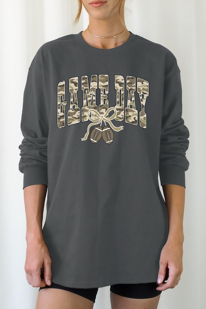UL240-E3131 Football Game Day Camo Graphic Long Sleeve Tee $13.75