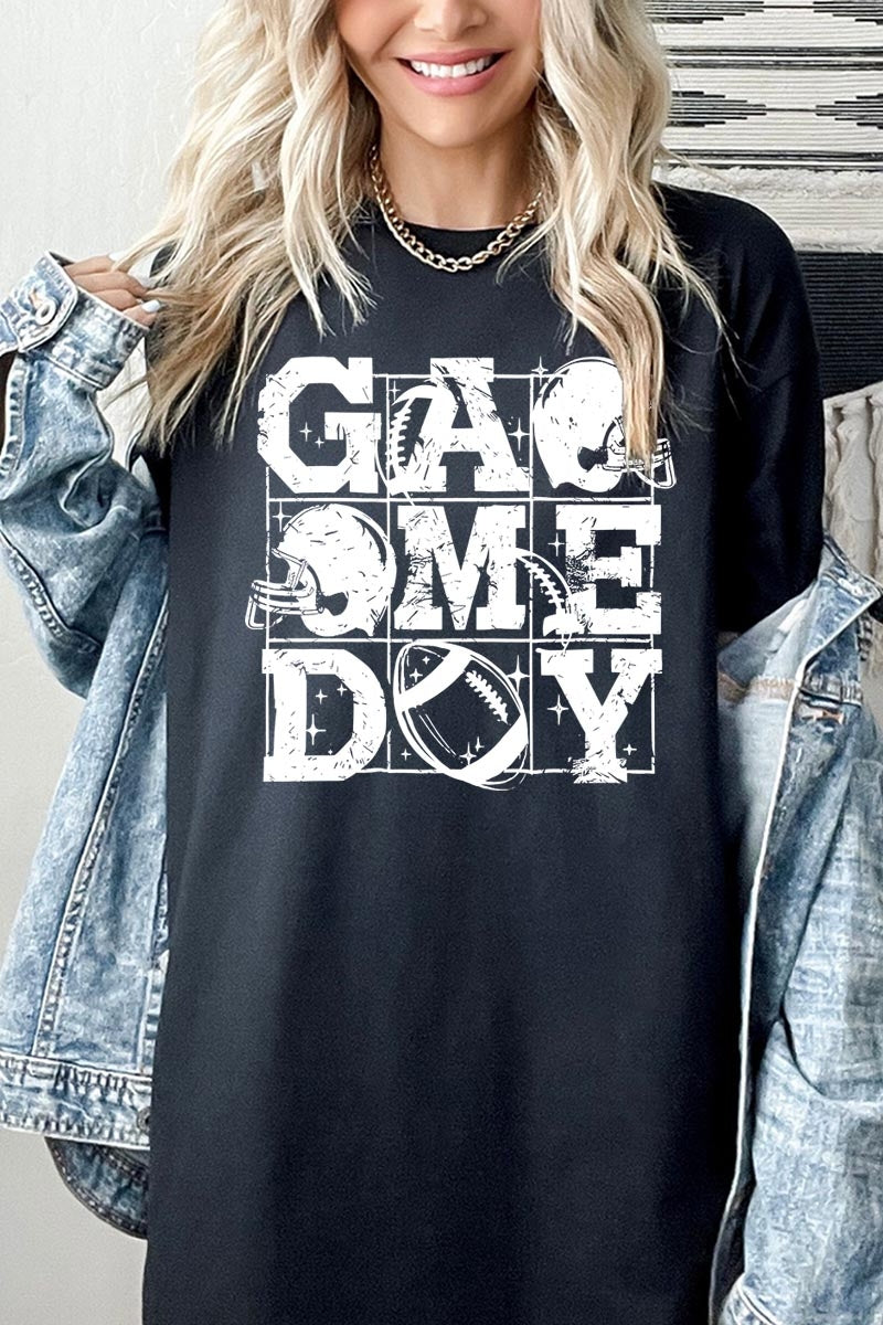 5000-E3073 Distressed Game Day Graphic Heavy Cotton Tee $9
