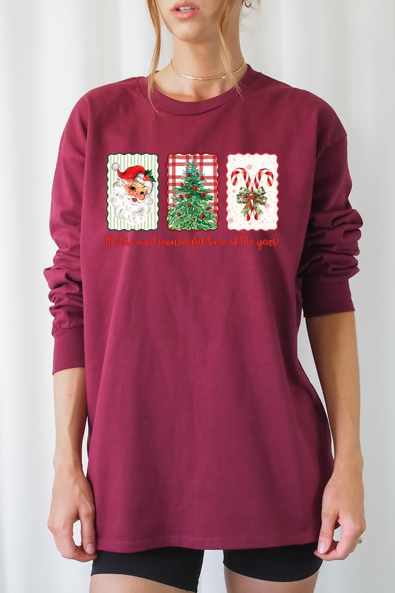 UL240-E3201 Most Wonderful Time Graphic Long Sleeve Tee $13.75