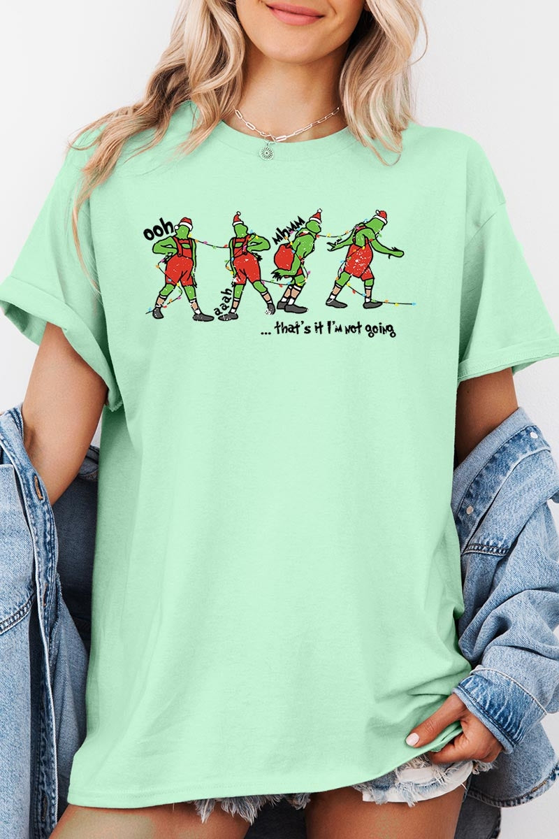 5000P-E3203 Grinch Dance Funny Christmas Graphic Plus Heavy Cotton Tee $12.75