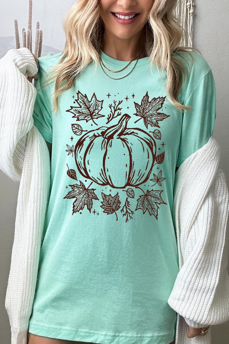 US3001-E3162 Fall Pumpkin Graphic Tee $12.5