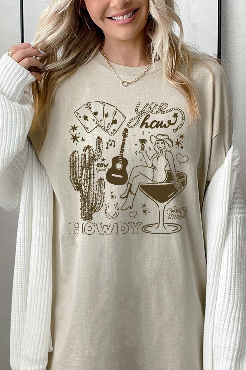 5000-E3097 Cowgirl Country Music Graphic Heavy Cotton Tee $9