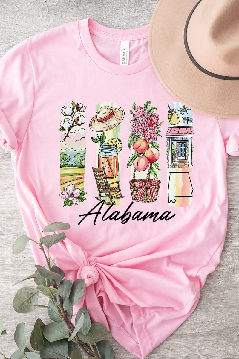 US3001-E3061AL Alabama State Brushstroke Graphic Tee $12.5