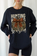 UL240-E3190 Hunting Pumpkin Bow Graphic Long Sleeve Tee $13.75