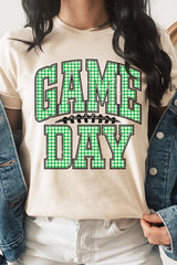 US3001P-E3128 Green Gingham Game Day Graphic Plus Tee $16