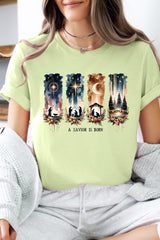 US3001-E3204 Savior Is Born Nativity Graphic Tee $12.5