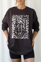 UL240P-E3177 Skeleton Hands Zebra Graphic Plus Long Sleeve Tee $17