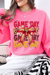 UL180P-E3091 Red Yellow Football Game Day Bow Plus Sweatshirt $25