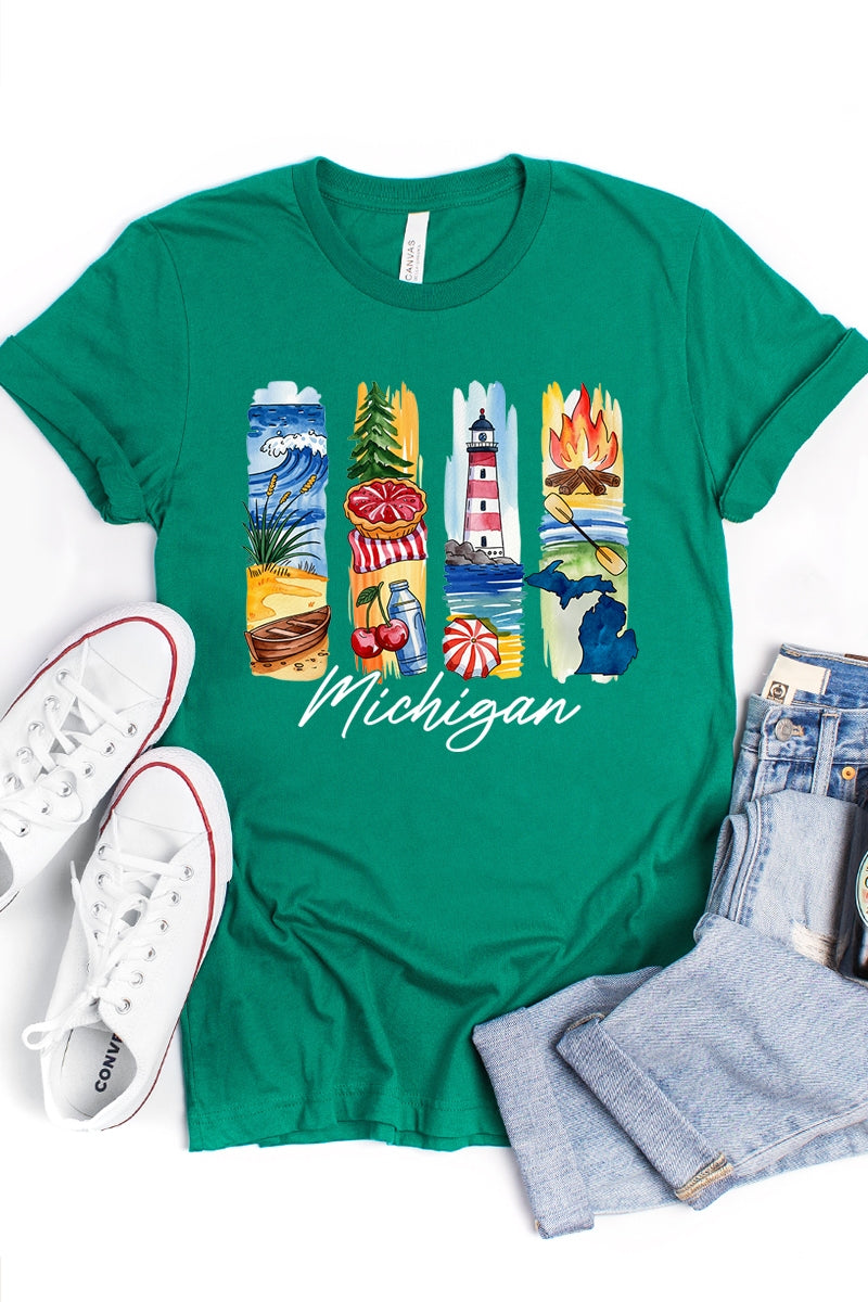 US3001P-E3061MI Michigan State Brushstroke Graphic Plus Tee $16