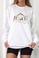 UL240-E3183 Nativity Gift Graphic Long Sleeve Tee $13.75