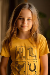 US3001Y-E3094Z Western Cowgirl Card Kids Graphic Tee $11