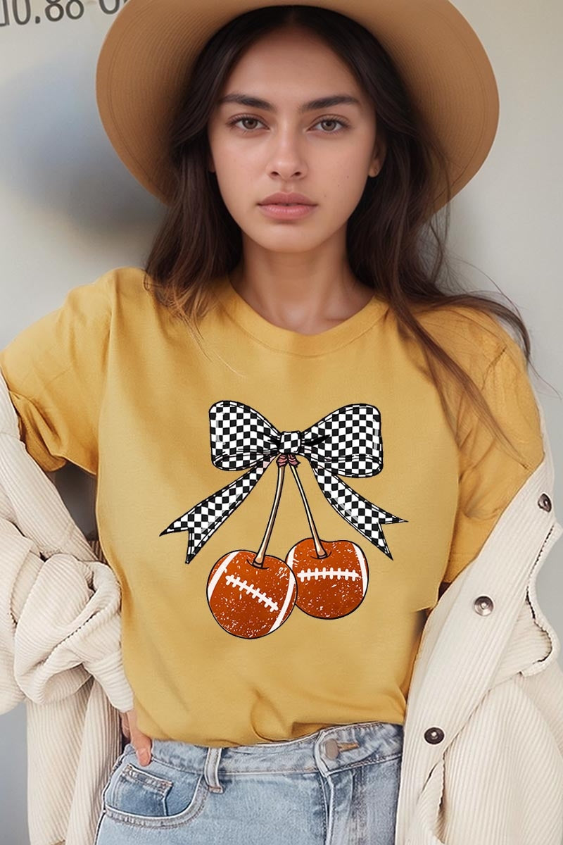US3001P-E3055 Football Cherries Graphic Plus Tee $16