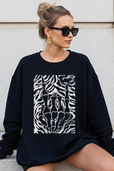 UL180-E3177 Skeleton Hands Zebra Graphic Sweatshirt $20