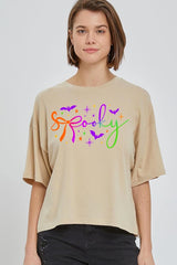 CTS-E3109 Spooky Halloween Graphic Relaxed Crop Top $11