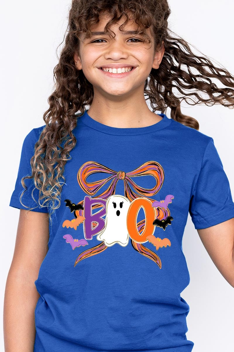 US3001Y-E3120Z Boo Brushstroke Bow Kids Graphic Tee $11