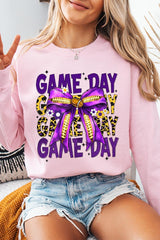 UL180-E3092 Purple Yellow Football Game Day Bow Sweatshirt $20