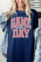 5000P-E3126 Red Gingham Game Day Graphic Plus Heavy Cotton Tee $12.75