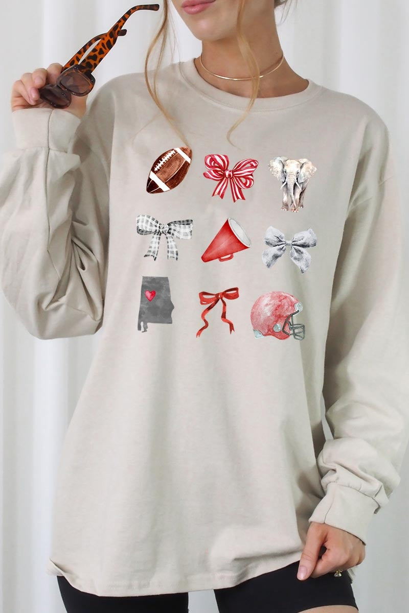 UL240P-E3076 Alabama Football Graphic Plus Long Sleeve Tee $17