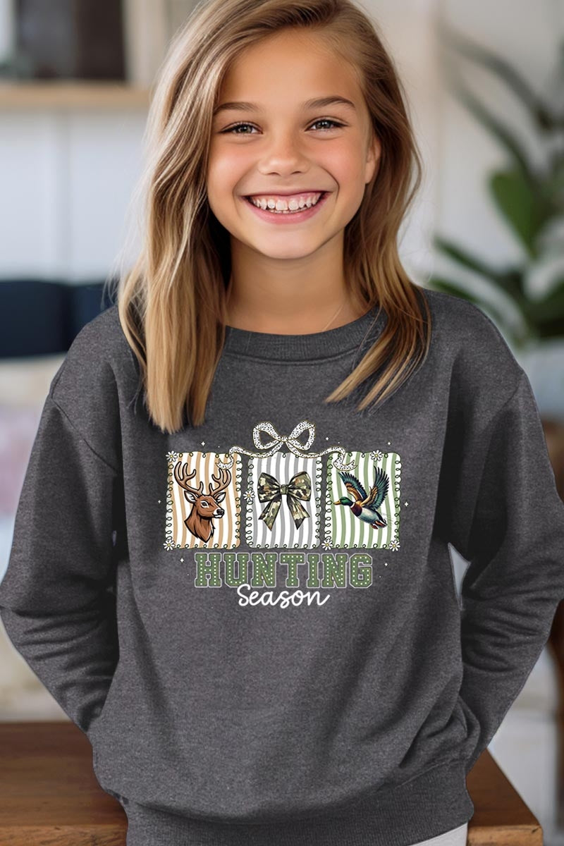 UL180B-E3192Z Deer & Duck Hunting Season Kids Graphic Sweatshirt $20
