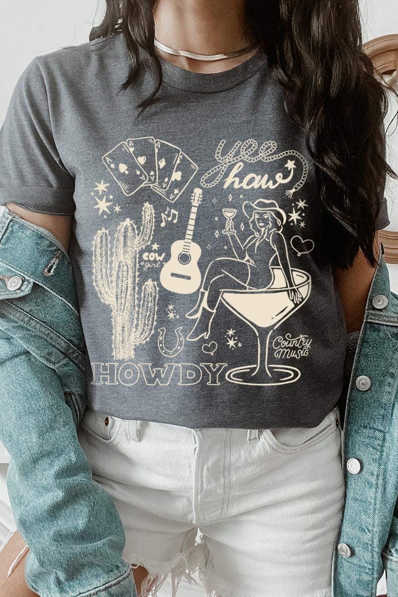 US3001P-E3097 Cowgirl Country Music Graphic Plus Tee $16