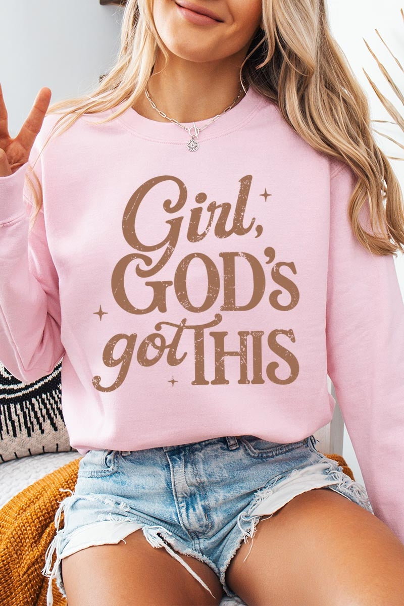 UL180-E3102 Girl, Godu2019s Got This Graphic Sweatshirt $20