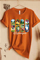 US3001-E3061WI Wisconsin State Brushstroke Graphic Tee $12.5