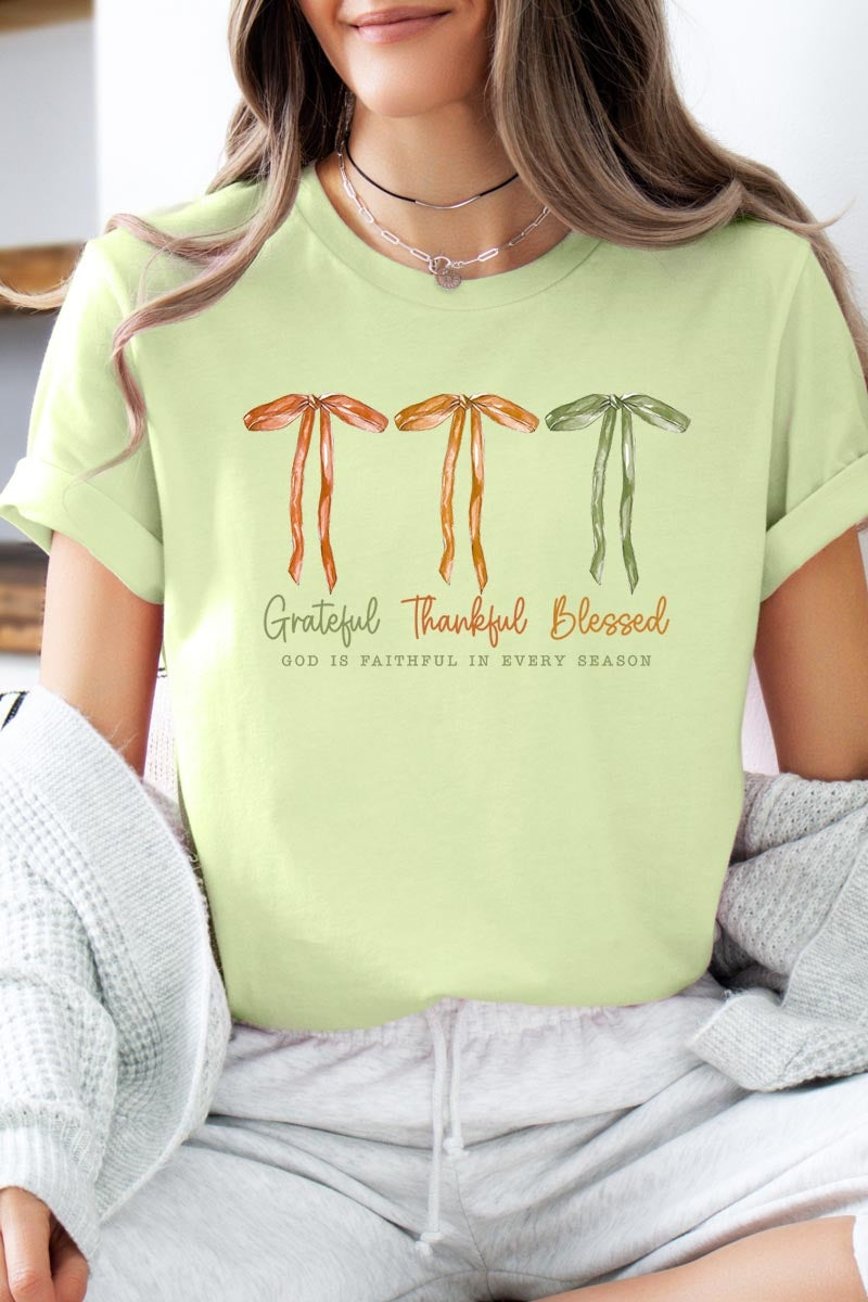 US3001-E3111 Grateful Thankful Blessed Graphic Tee $12.5