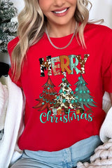 US3001-E3200 Merry Christmas Trees Graphic Tee $12.5
