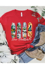 US3001-E3061NH New Hampshire State Brushstroke Graphic Tee $12.5