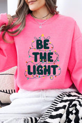 UL180P-E3202 Be the Light Christmas Graphic Plus Sweatshirt $25