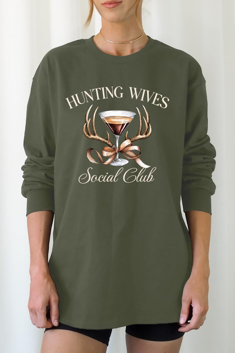 UL240P-E3191 Hunting Wives Social Club Graphic Plus Long Sleeve Tee $17