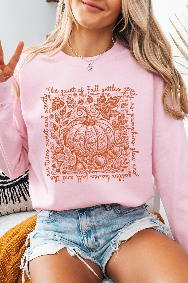 UL180-E3112 Fall Pumpkin Botanical Graphic Sweatshirt $20