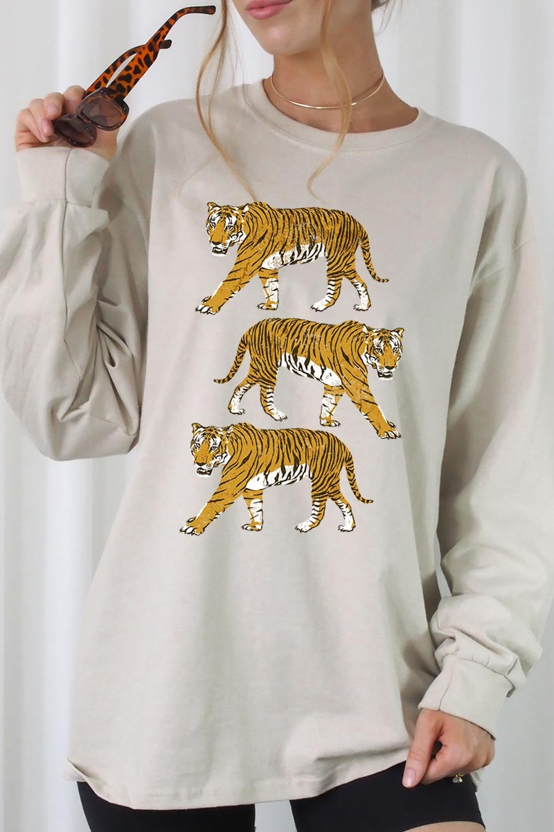 UL240-E3104 Retro Tigers Graphic Long Sleeve Tee $13.75